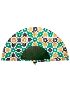 Silk fan and cover set - Alhambra Mosaic design