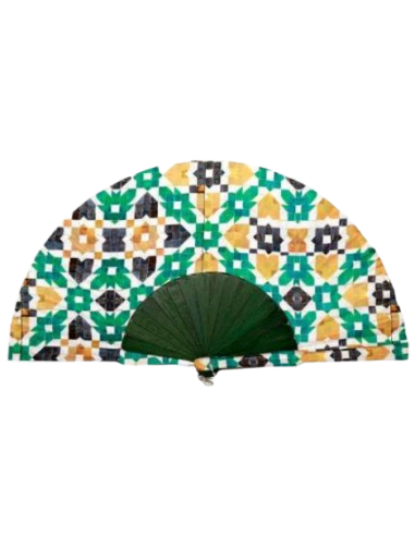 Abanico de seda y funda - Mosaico Alhambra