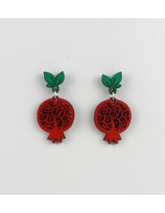 Wooden macramé design stud dangle earrings - The Granada...