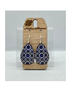 Wooden and silver dangle earrings - The Mosaics Collection