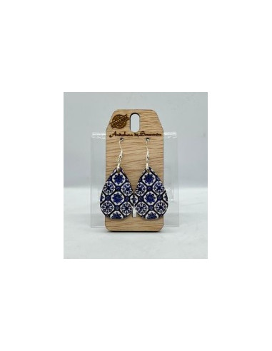 Wooden and silver dangle earrings -...