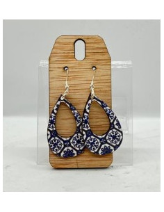 Wooden and silver dangle earrings - The Mosaics Collection
