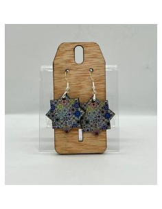 Wooden and silver dangle earrings - The Mosaics Collection