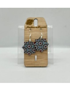 Wooden and silver dangle earrings - The Mosaics Collection