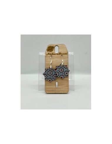 Wooden and silver dangle earrings -...