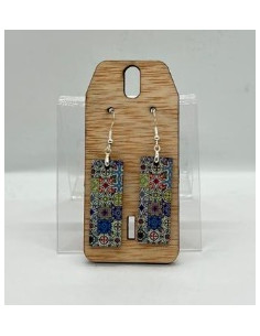 Wooden and silver dangle earrings - The Mosaics Collection