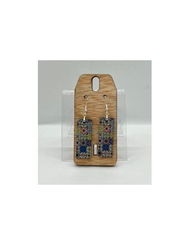 Wooden and silver dangle earrings -...