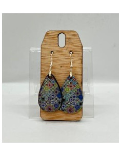 Wooden and silver dangle earrings - The Mosaics Collection
