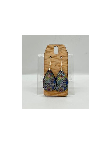 Wooden and silver dangle earrings -...