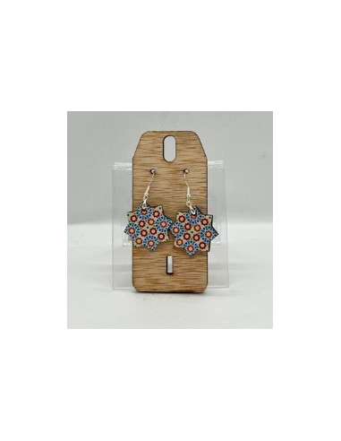 Wooden and silver dangle earrings -...