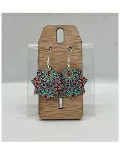 Wooden and silver dangle earrings - The Mosaics Collection