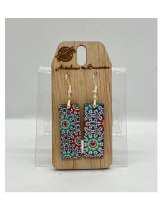 Wooden and silver dangle earrings - The Mosaics Collection
