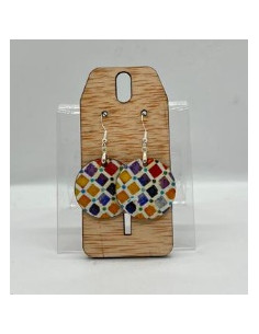 Wooden and silver dangle earrings - The Mosaics Collection
