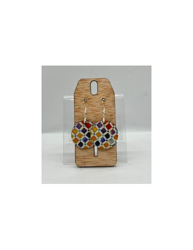 Wooden and silver dangle earrings -...