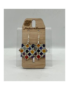 Wooden and silver dangle earrings - The Mosaics Collection