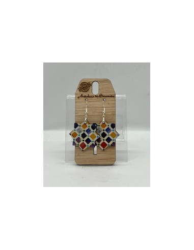 Wooden and silver dangle earrings -...