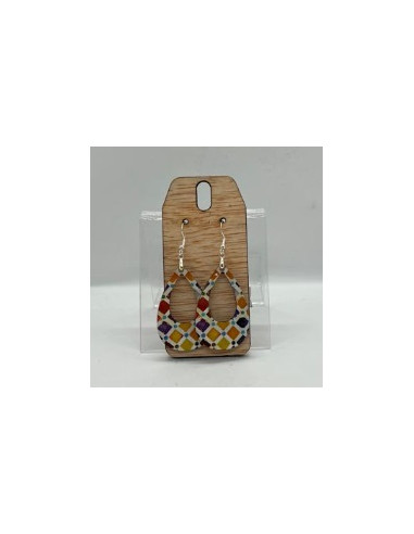 Wooden and silver dangle earrings -...