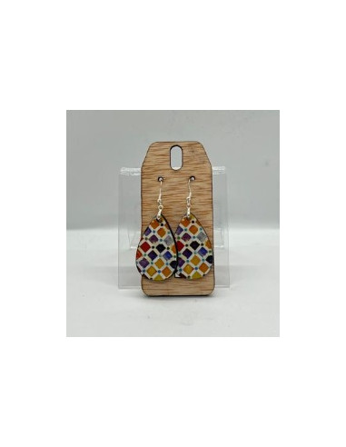 Wooden and silver dangle earrings -...