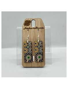 Wooden and silver dangle earrings - The Mosaics Collection