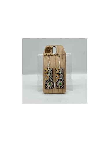 Wooden and silver dangle earrings -...