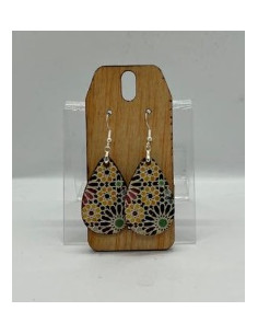 Wooden and silver dangle earrings - The Mosaics Collection