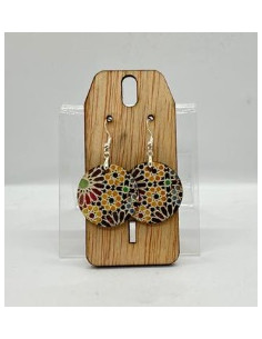 Wooden and silver dangle earrings - The Mosaics Collection