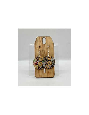 Wooden and silver dangle earrings -...