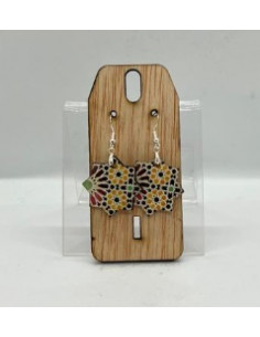 Wooden and silver dangle earrings - The Mosaics Collection