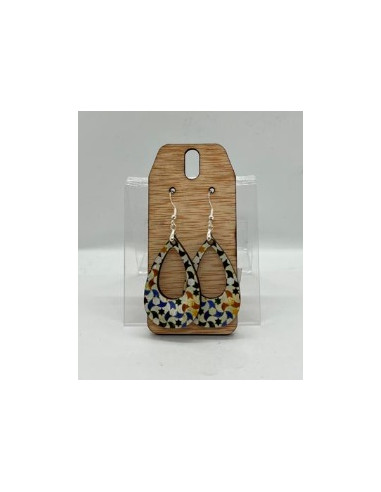 Wooden and silver dangle earrings -...