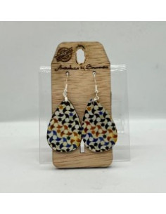 Wooden and silver dangle earrings - The Mosaics Collection