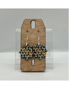 Wooden and silver dangle earrings - The Mosaics Collection