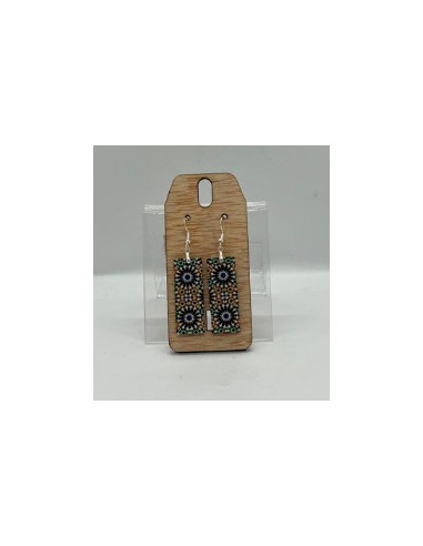 Wooden and silver dangle earrings -...