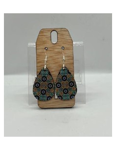 Wooden and silver dangle earrings - The Mosaics Collection