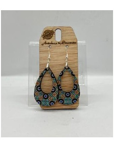 Wooden and silver dangle earrings - The Mosaics Collection