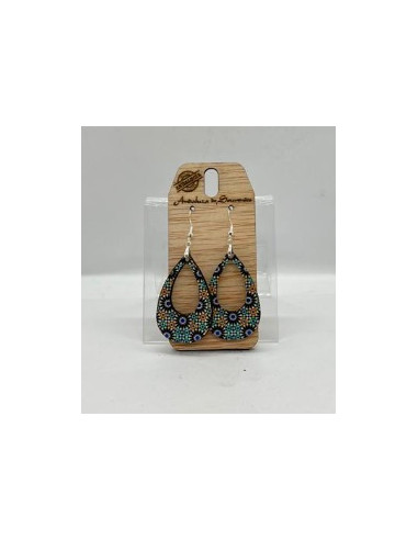 Wooden and silver dangle earrings -...