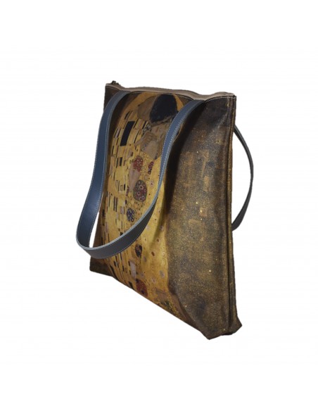 Leather Bag with double handles - El Beso - Gustav Klimt