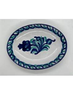 Ceramic Oval serving dish - Blue and Green Fajalauza design
