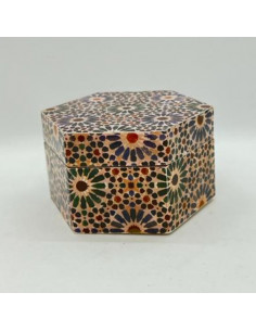 Small hexagonal Taracea design wooden box - The Mosaics...