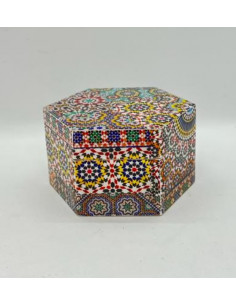 Small hexagonal Taracea design wooden box - The Mosaics...