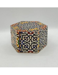 Small hexagonal Taracea design wooden box - The Mosaics...