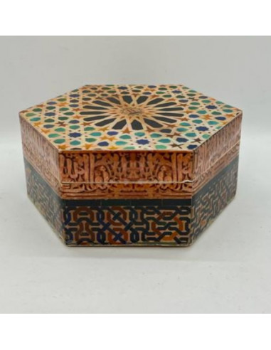 Large hexagonal Taracea design wooden...