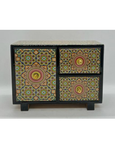 3 drawer Tarace design wooden jewellery box - The Mosaics...