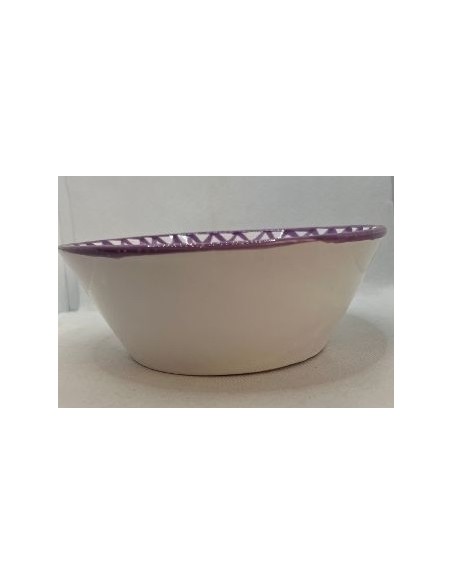 Large Ceramic bowl with flat base - Purple Fajalauza design