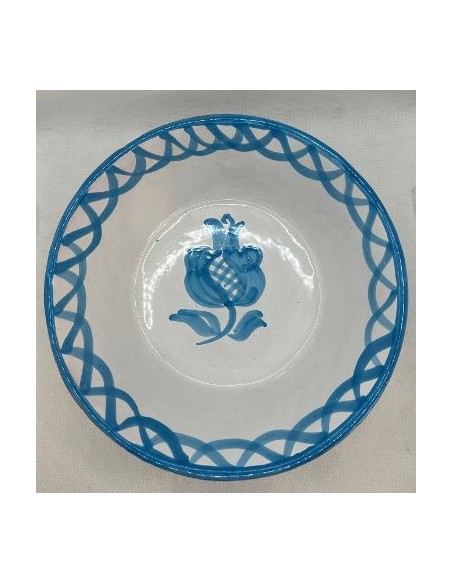 Large Ceramic bowl with flat base - Turquoise Fajalauza design