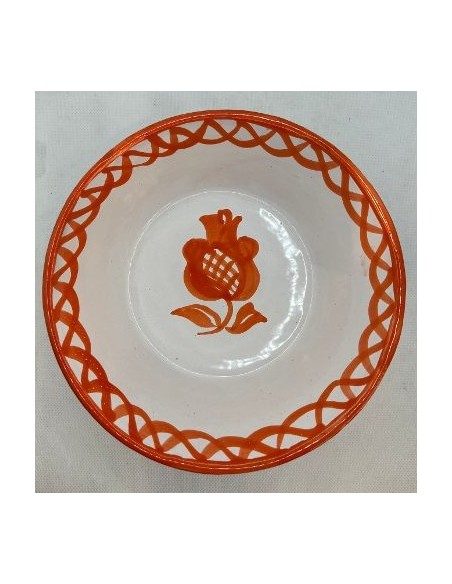 Large Ceramic bowl with flat base - Orange Fajalauza design