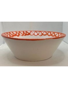 Large Ceramic bowl with flat base - Orange Fajalauza design 2