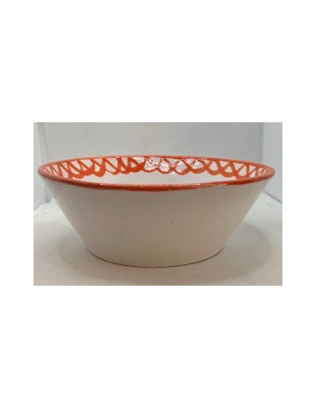 Large Ceramic bowl with flat base - Orange Fajalauza design