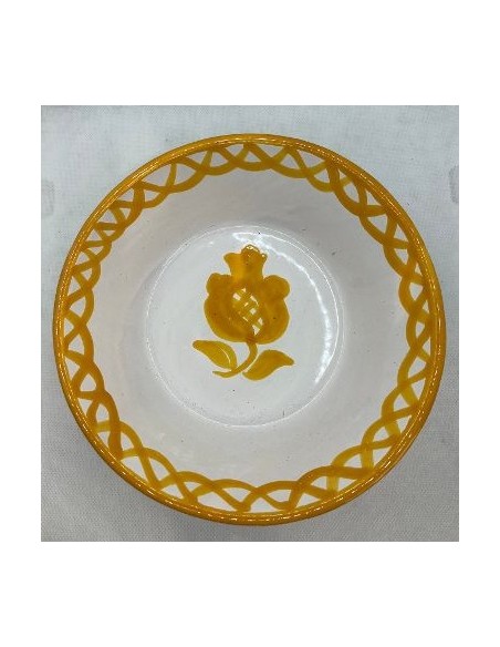 Large Ceramic bowl with flat base - Yellow Fajalauza design