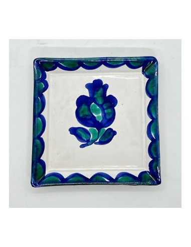 Small Ceramic square plate- Blue and...